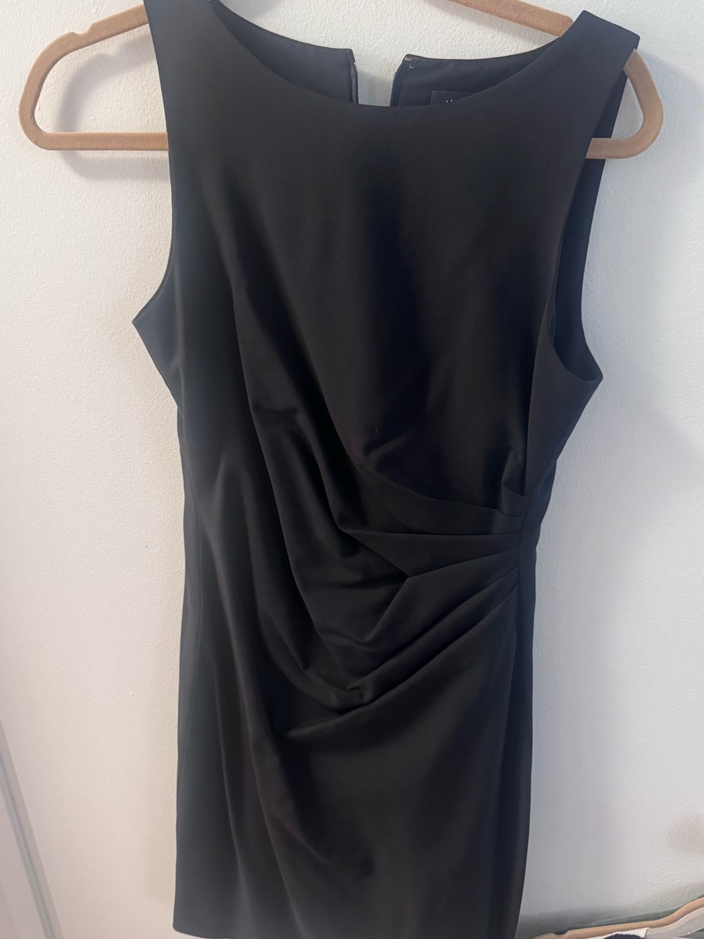 Theory Black Sleeveless Draped Sheath Dress